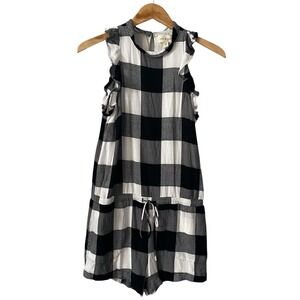 Cloth & Stone Anthropologie Black White Buffalo Plaid Sleeveless Romper Small